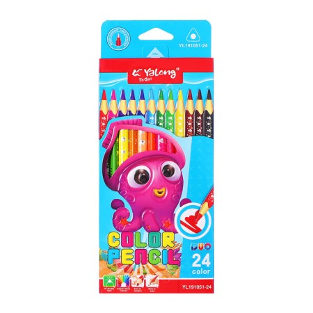Pencils 12 pieces/24 colors, in a cardboard box, hexagonal, wooden, shark-5