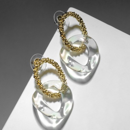 Earrings Assorted "Ice" two rings, white color in gold-1