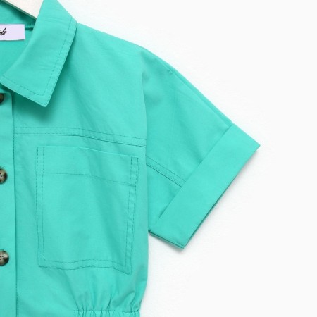 Children's dress with kaftan pockets, size 30 (98-104 cm), green color-7