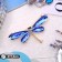 Brooch "Dragonfly", faceted wings, blue color in gold