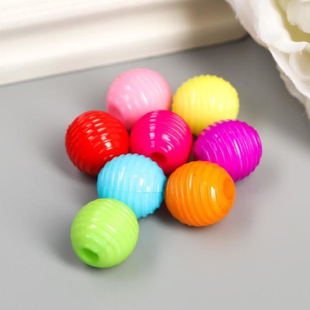 Beads for creativity plastic "Ribbed" set of 30 pcs 1.2x1.2 cm-1