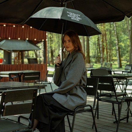 Umbrella female cane "If you read it, it rains", 8 knitting needles, d = 91 cm, black color-6