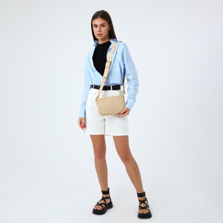 Female bag, baguette, on lightning, beige color-6