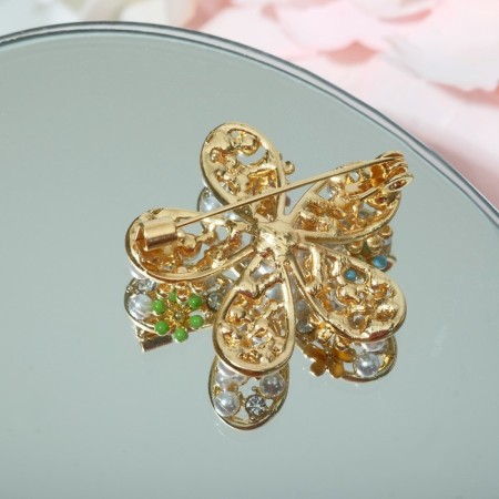 Brooch "Flower" Solder, color in gold-2
