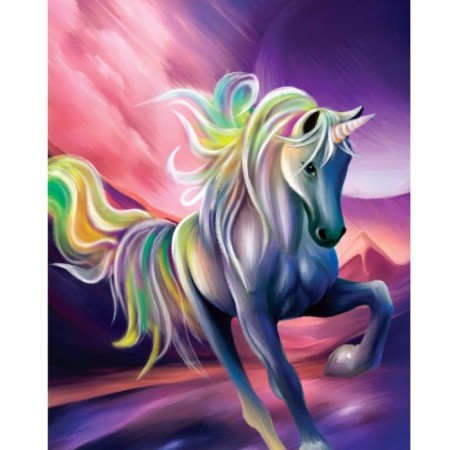Diamond mosaic with full filling on the canvas "Unicorn", 40 x 50 cm-1