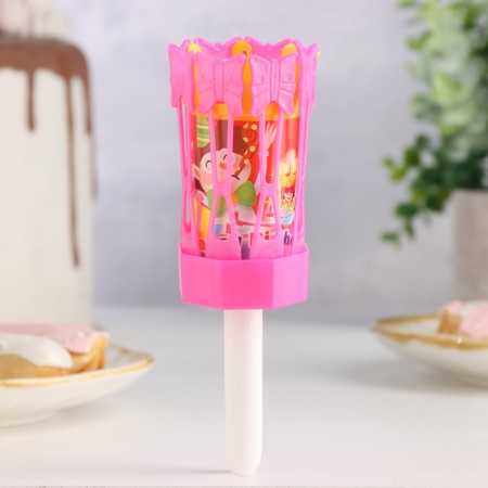 Candle for cake musical "Flower", pink, 15 × 5 cm-4