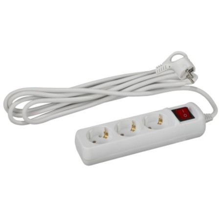 Extension cord electric era U-3S-3M-3X1 with grounding with a switch 3 outlet 3 m, PVS 3x1mm2 16a 16a