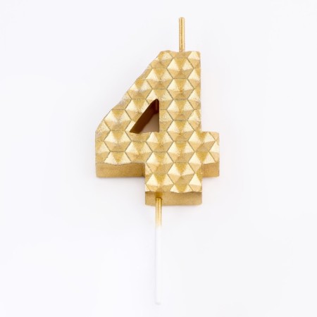 Candle in the cake on the skeleton "Sot", the number 4, 7 cm, gold-2