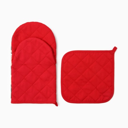 New Year. Set of kitchen Ethel "Happy Together" mittens 15x28cm, severity 19x19cm, 100%HL-2