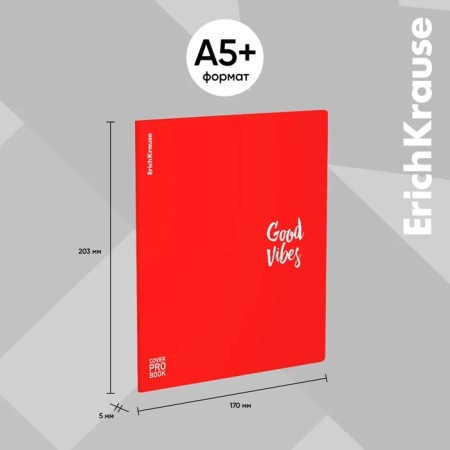 Notebook of 48 sheets in the Erichkrause CoverProbook Words cage, with a plastic cover, red,-3