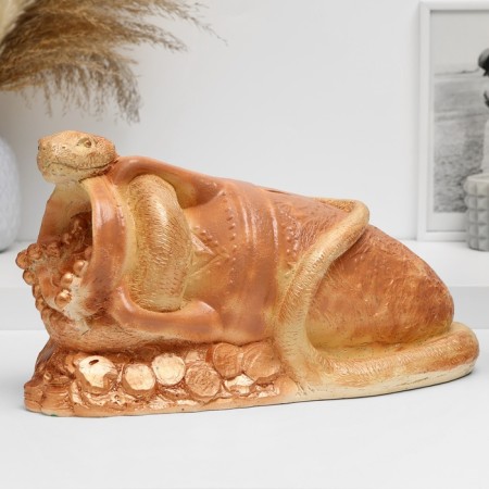 Piggy bank "Snake with a jug" ocher, 20x35x15cm