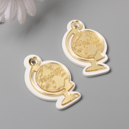 Decor for creativity wood, plastic "Globe" Mirror set 2 pcs 3.4x5 cm-1