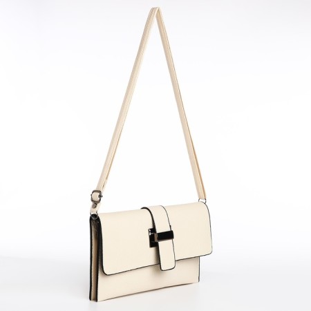 Bag-clate on magnet, long belt, white color-4
