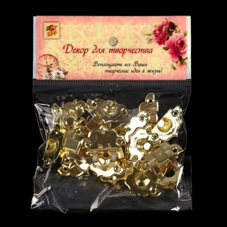 Castle metal for casket gold + nails. set 10 pcs 2.9x3 cm-4