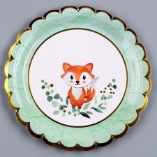 Paper “Fox” plate, in a set of 6 pcs.