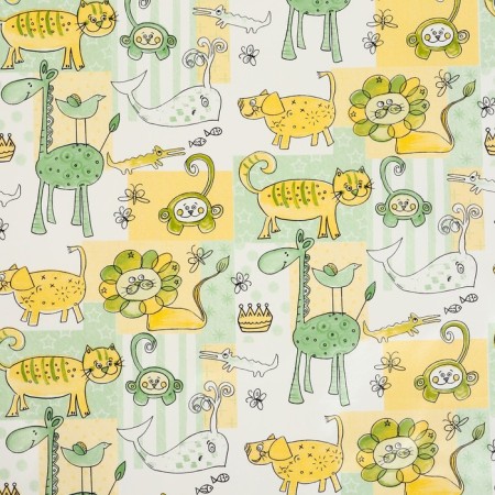 Baby oilcloth "Cartoons", district. 70x100 cm., Without edging, white/green color-1