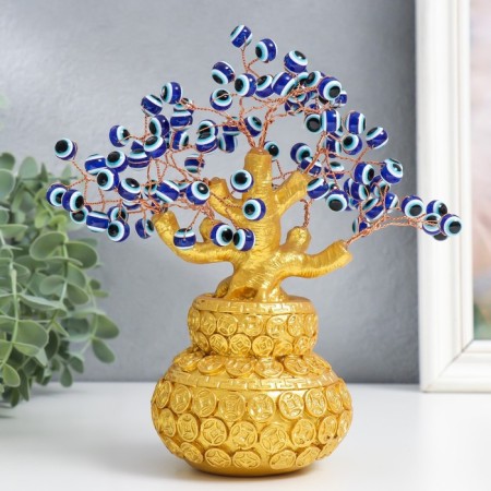 Bonsai souvenir "Cash tree in a golden pot" 96 eyes 20x9x17 cm-2
