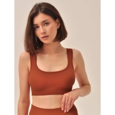 Female top in the rub on the wide straps of Mirey Top Spalla Larga, size 42-44, color cinnamon