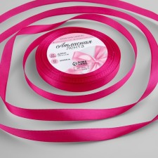 Satin tape, 10 mm × 23 ± 1 m, color bright raspberry No. 28