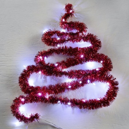 Garland "tinsel" 2 m Rosa, IP20, red thread, 44 led, 8 layers, d = 3 cm, white glow, aah2