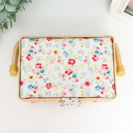 Casket for needlework "Bright flowers with squares" 9.5x19.5x13 cm-4