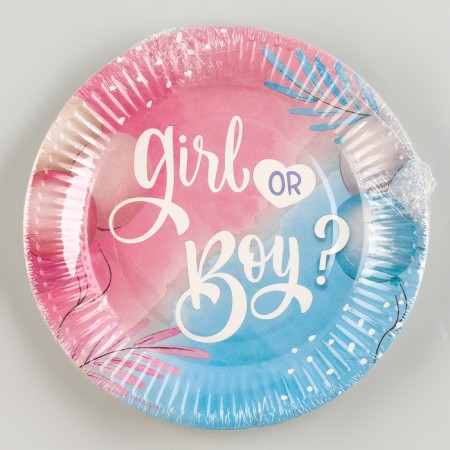 A disposable paper plate "Girl or a boy", 18 cm-3