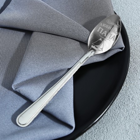 A teaspoon spoon with an engraving “Favorite Dad”, on a gift postcard, 3 x 14 cm.-6