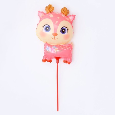 Foil ball 15 "Olenenok", on a stick, pink-1