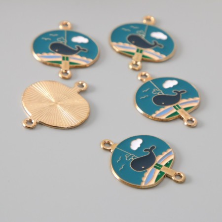 Decor for creativity metal, enamel "Kit against the background of the sky" 2.7x2.1 cm