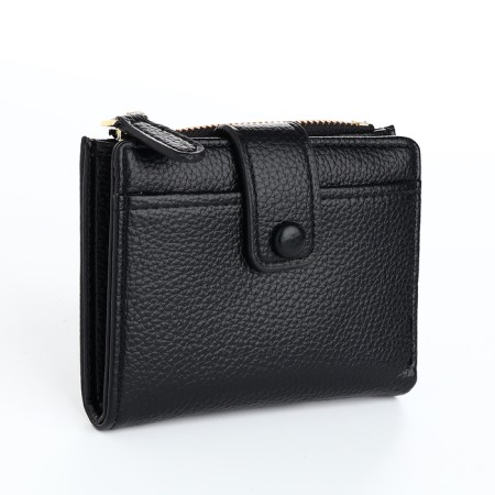 Women's wallet on the button, black color