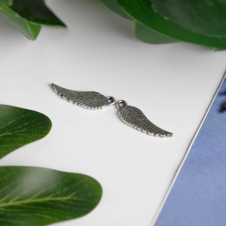 Decor metal for creativity "Wing Angel" silver (A1263) 1.7x0.5 cm-1