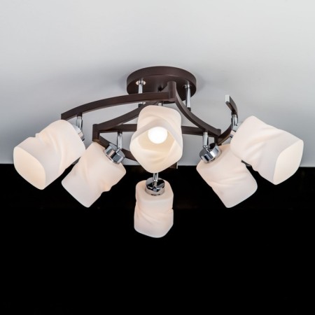Ceiling chandelier Citilux "Berta" CL126162, 74x74x35 cm, 6x75W, E27, brown color-3