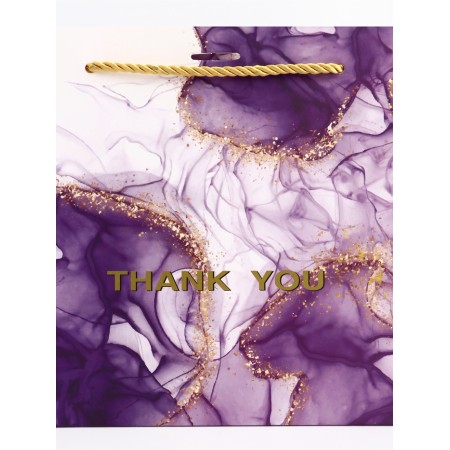 Gift laminated "marble" gift, purple with a bow, 25 x 20 x 12 cm-3