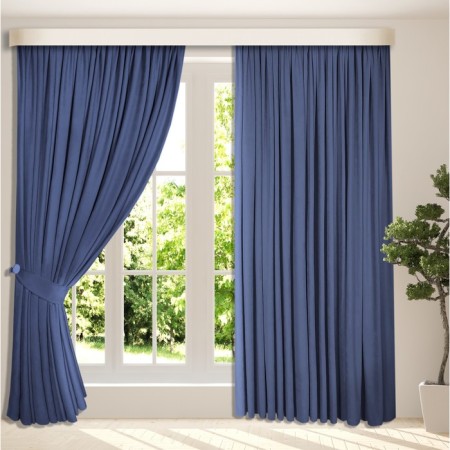 Set of curtains "Canvas", size 200x250 cm, 2 pcs, blue color-7