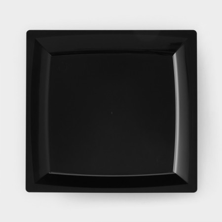 Plastic disposable plate, 17.2 × 17.2 cm, square, flat, black, mix-10
