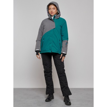 Ski jacket women's winter, size 58, dark green color-12
