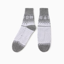 New Year. Women's socks, gray/white color, rr 25-27