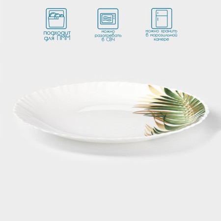 Dining plate AVVIR "Yukka", D = 23 cm, glass -ceramic, white color-1