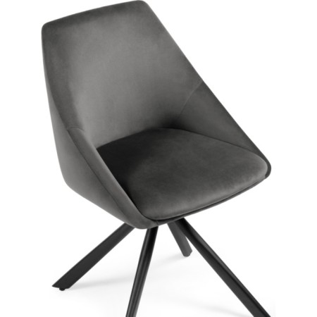 Stol on a metal frame spinning, metal/velor, black/gray 51x55x83 cm-6