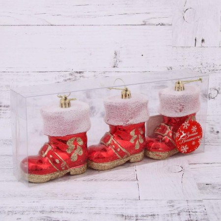 Decoration of the Christmas tree "boot" (set 3 pcs) 8x4x8 cm, red-1