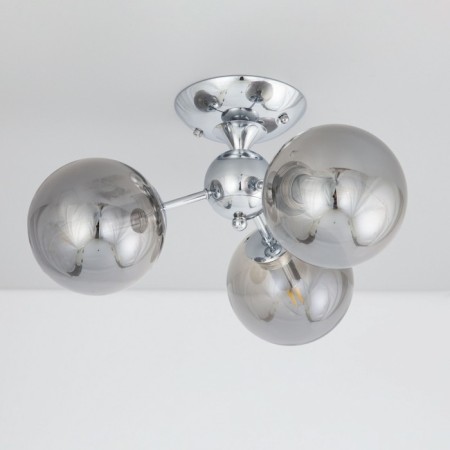 Ceiling chandelier CITILUX "Tommy" CL102130, 46x46x23.5 cm, 3x40W, E14, gray color.-6