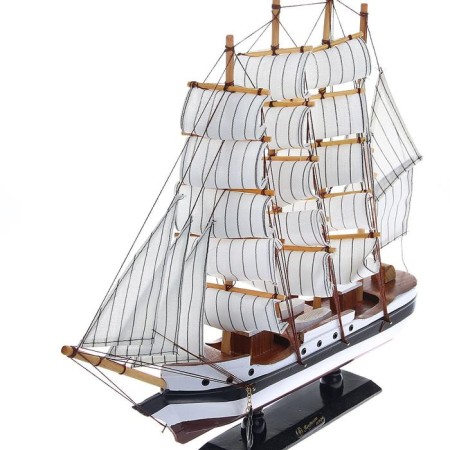 The ship souvenir medium “three -masted”, white side with a black strip, white sails, mix, 41 x 37 x 8 cm-6