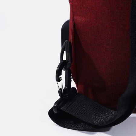 Male sling bag from textiles, with USB, dark red color-3