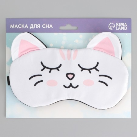 Mask for sleeping with ears "Zepharka", 19.3 x 12.5 cm, white color-4