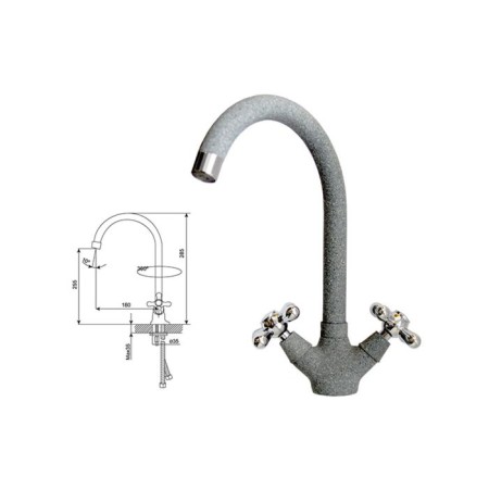 Kitchen mixer Ulgran U012-310, two-wound, gray color-1