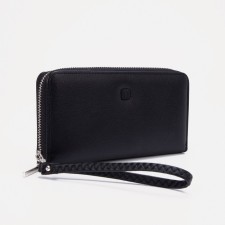 Women's wallet with a zipper, with a pen, black color