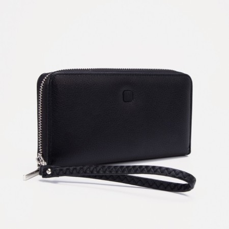 Women's wallet with a zipper, with a pen, black color
