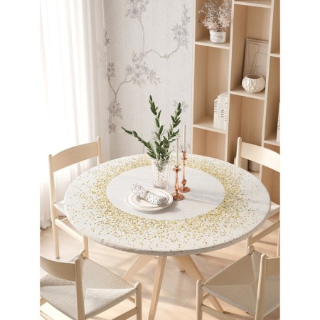 Golden spray tablecloth, round, oxford, elastic band, size 140x140 cm, diameter 105-120 cm-1