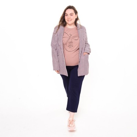 Female jacket, pink color, goose foot, size 52-3