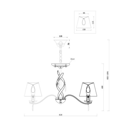 Freya FR2001PL-05G Monique chandelier, 320x340x1494 mm, E14, 5x40W, matte gold color-1